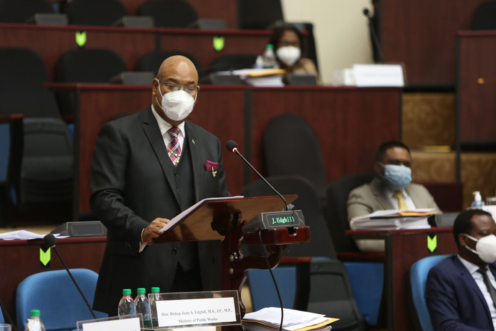 Minister of Public Works, the Hon. Bishop Juan Edghill, presenting the 2020 Budget
