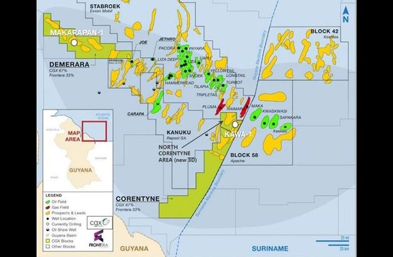 Map showing Guyana’s blocks (Photo courtesy of CNW Group/Frontera Energy Corporation)