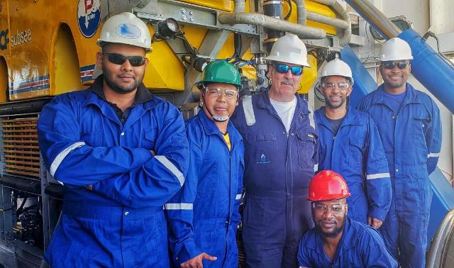 Some of the Pilots/Technicians working for Offshore Innovators (Guyana) Incorporated who set up the country’s first subsea field installation